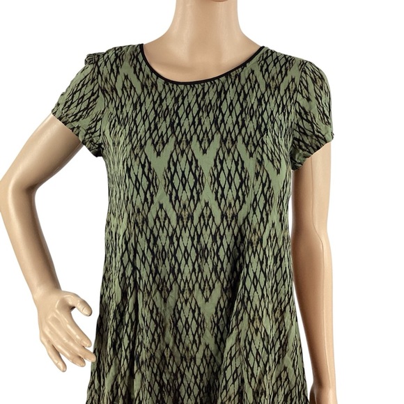 Silence + Noise Witchy Dress Green Black Print Rayon XS - Picture 2 of 7